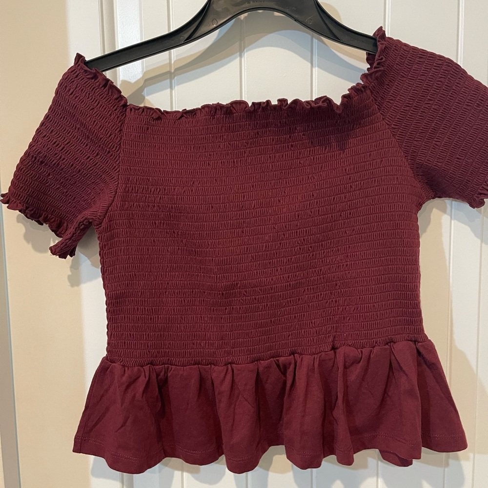 Maroon off the shoulder top size L